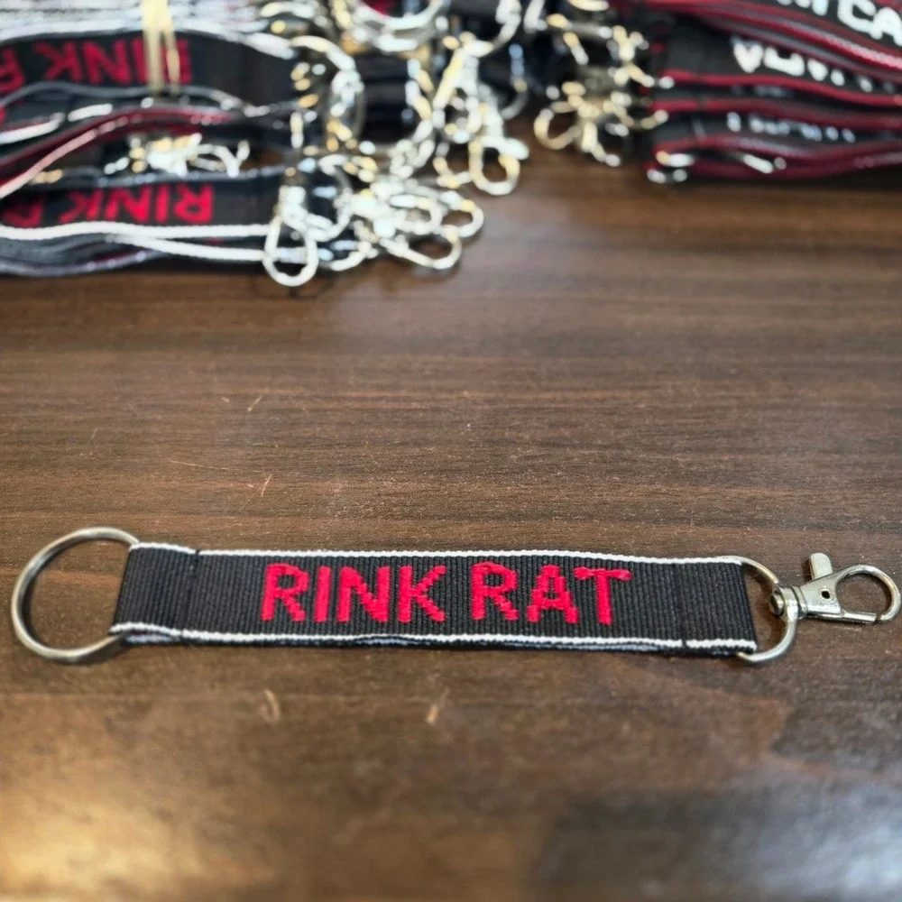 Rink Rat Keychain Embroidered Double Sided Keyring Fob
